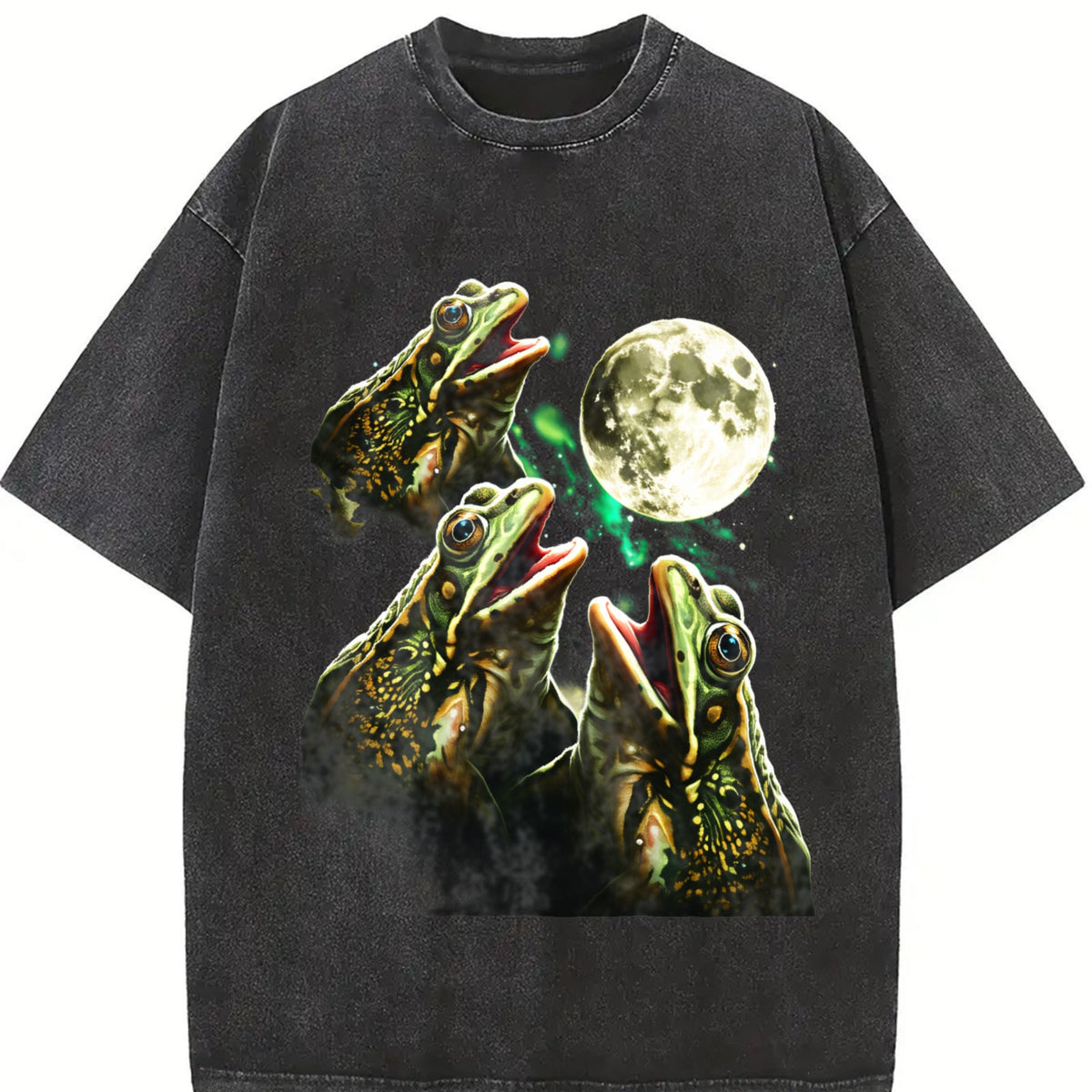 Frogs Howling To Moon 90s Vintage Washed T-Shirt product image 2