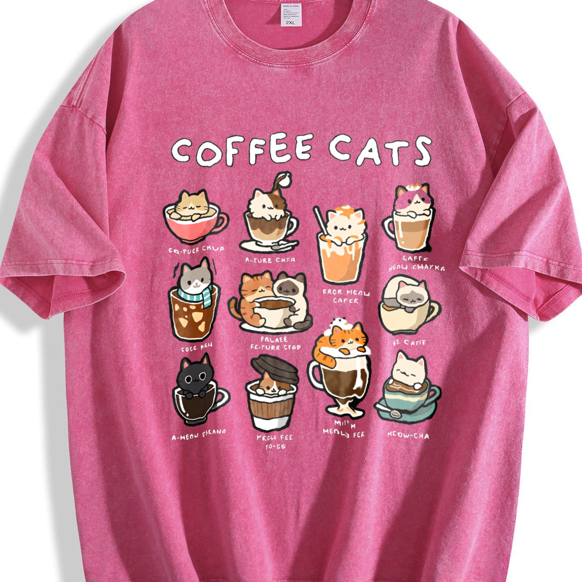 Coffee Cats Cat Drink Vintage Washed T-Shirt product image 7