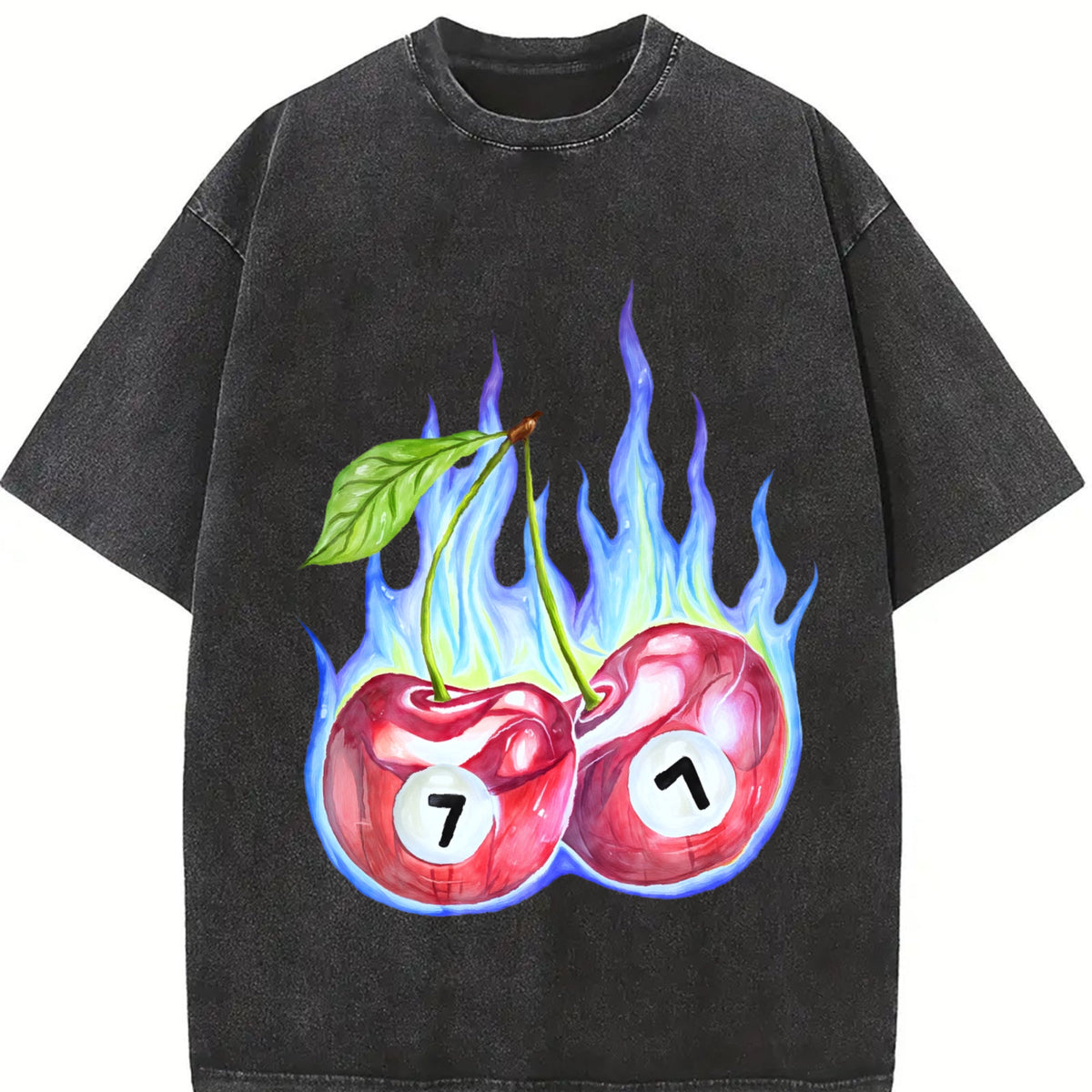 7 Ball Cherry On Fire Vintage Washed T-Shirt product image 2