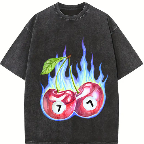 7 Ball Cherry On Fire Vintage Washed T-Shirt product image 2