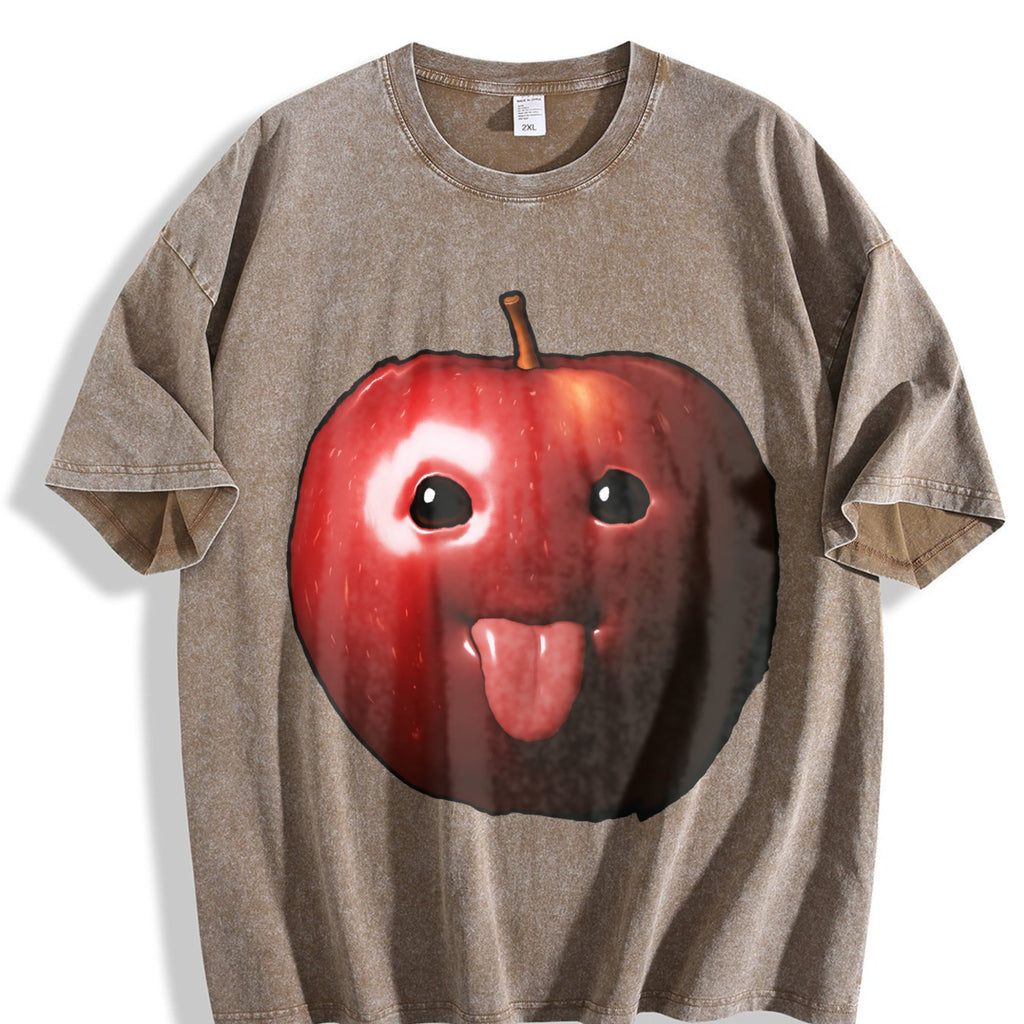 Funny Meme Apple Summer Vintage Washed T-Shirt product image 3