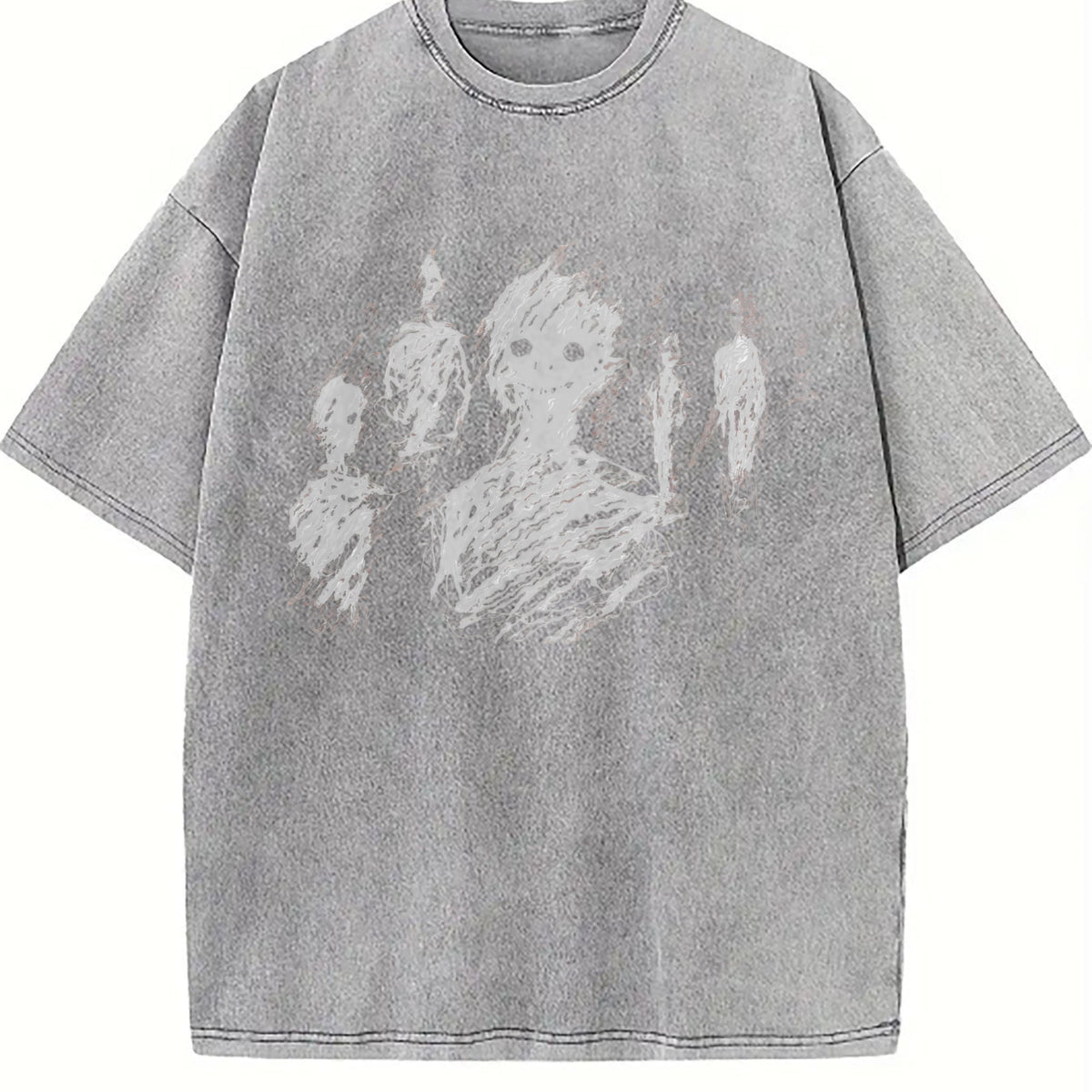 Black With Abstract Character Vintage Washed T-Shirt product image 4