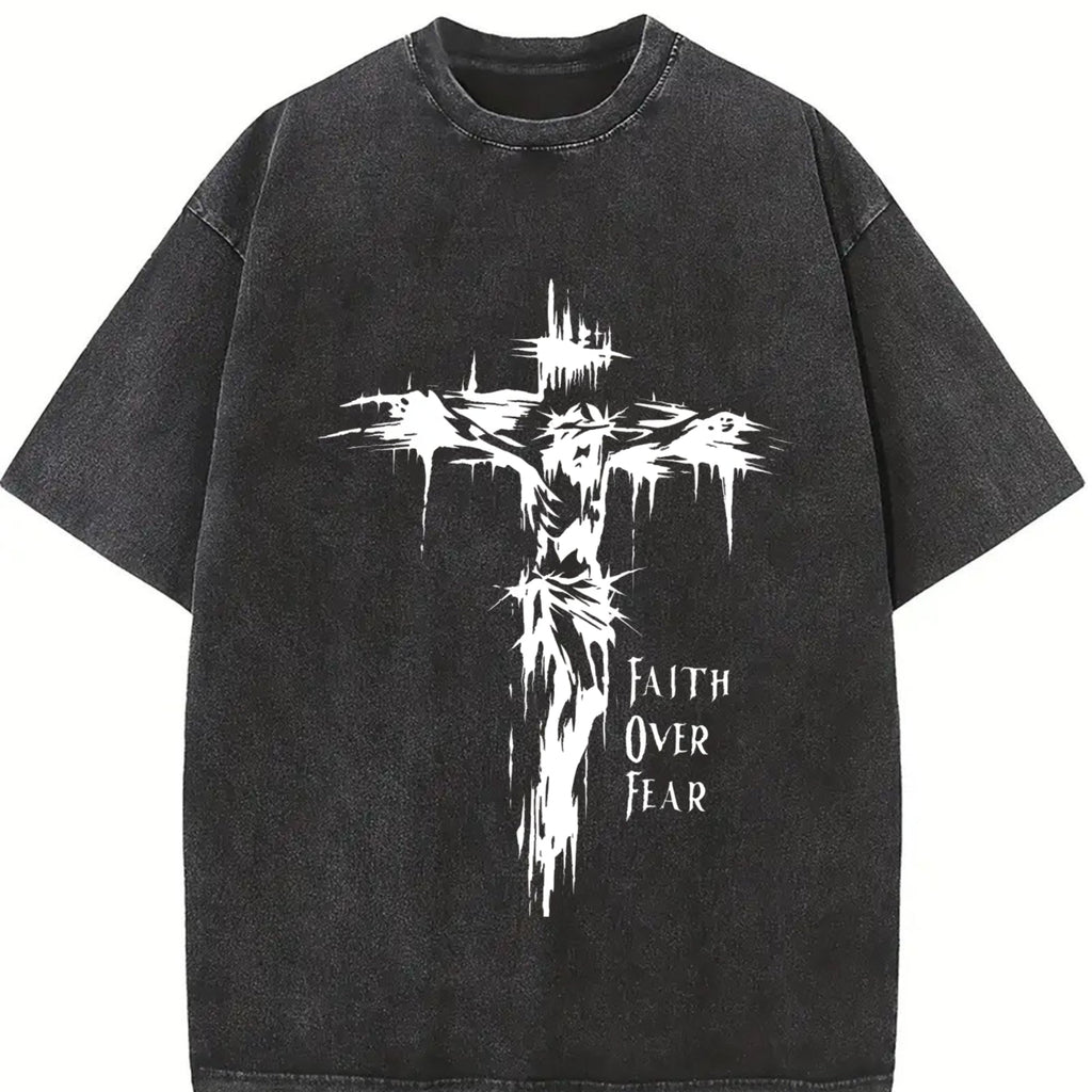 Inspirational Faith Over Fear Vintage Washed T-Shirt product image 2