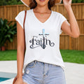 Faith Cross Script Women's V-Neck Tank Top