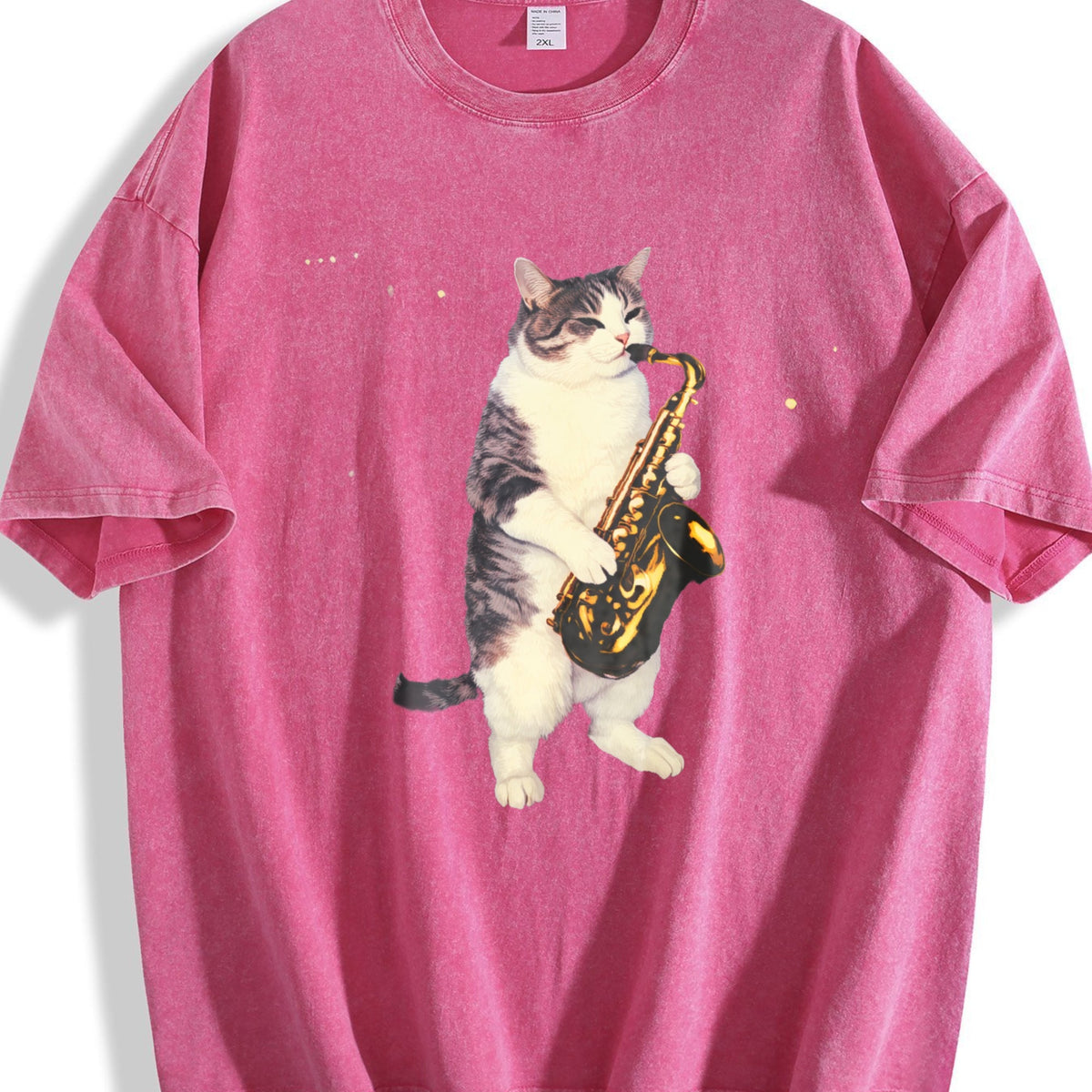 Saxophone Cat Vintage Washed T-Shirt product image 7