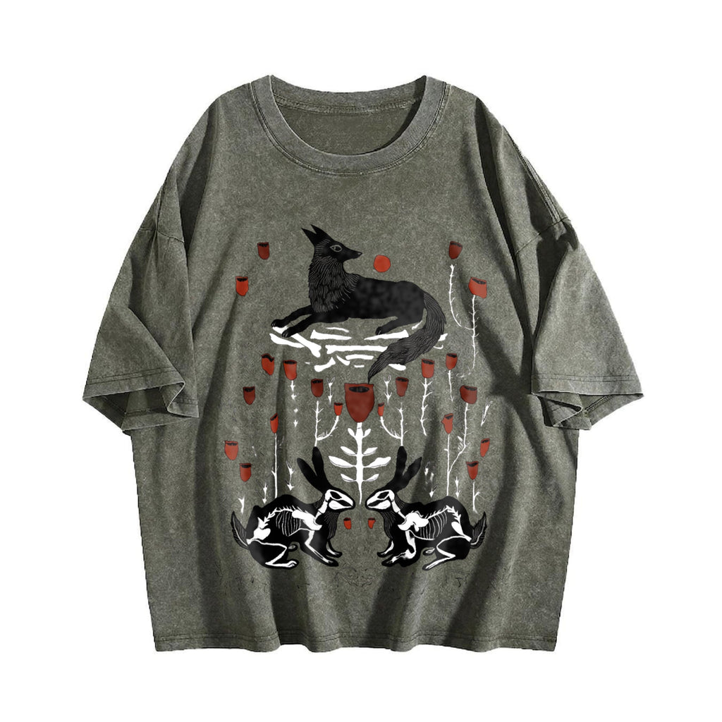 Summer Fantasy Mysterious Floral Fox Skull Rabbit Vintage product image 4