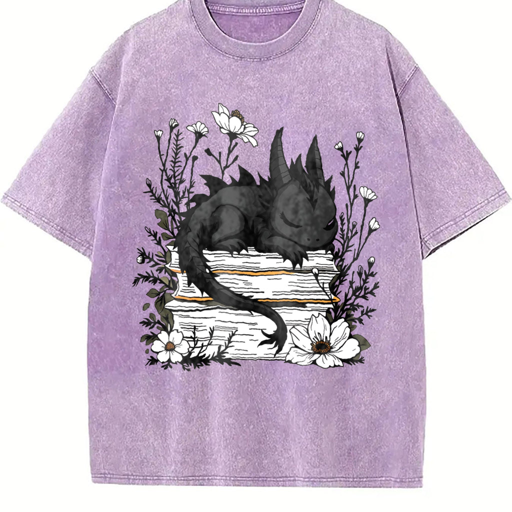 Inspired - Whimsical Black Dragon & Floral Book Vintage product image 6