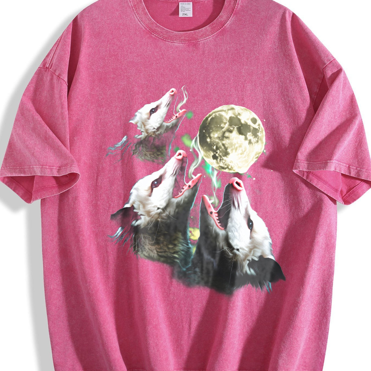 Opossum Howling To Moon 90s Vintage Washed T-Shirt product image 7