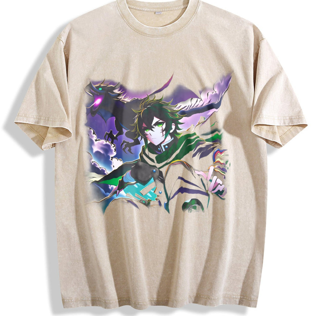 Anime X Dragon Halftone Vintage Washed T-Shirt product image 1