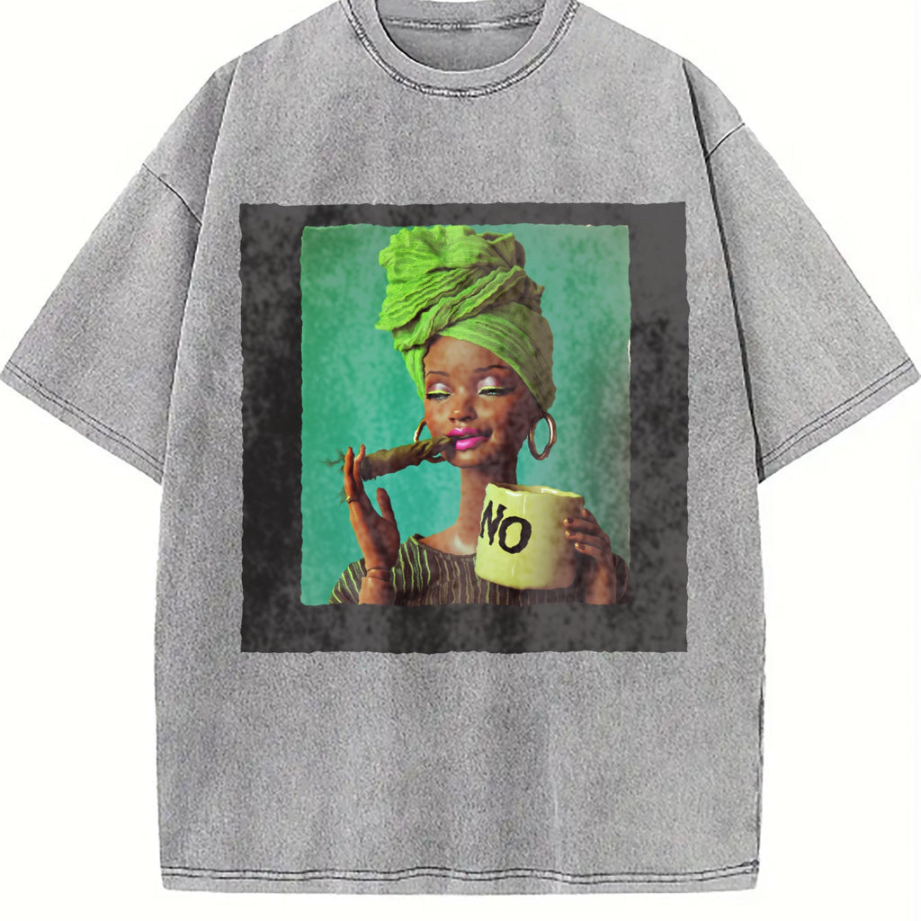 Sassy Doll with Green Head Wrap Vintage Washed T-Shirt product image 5
