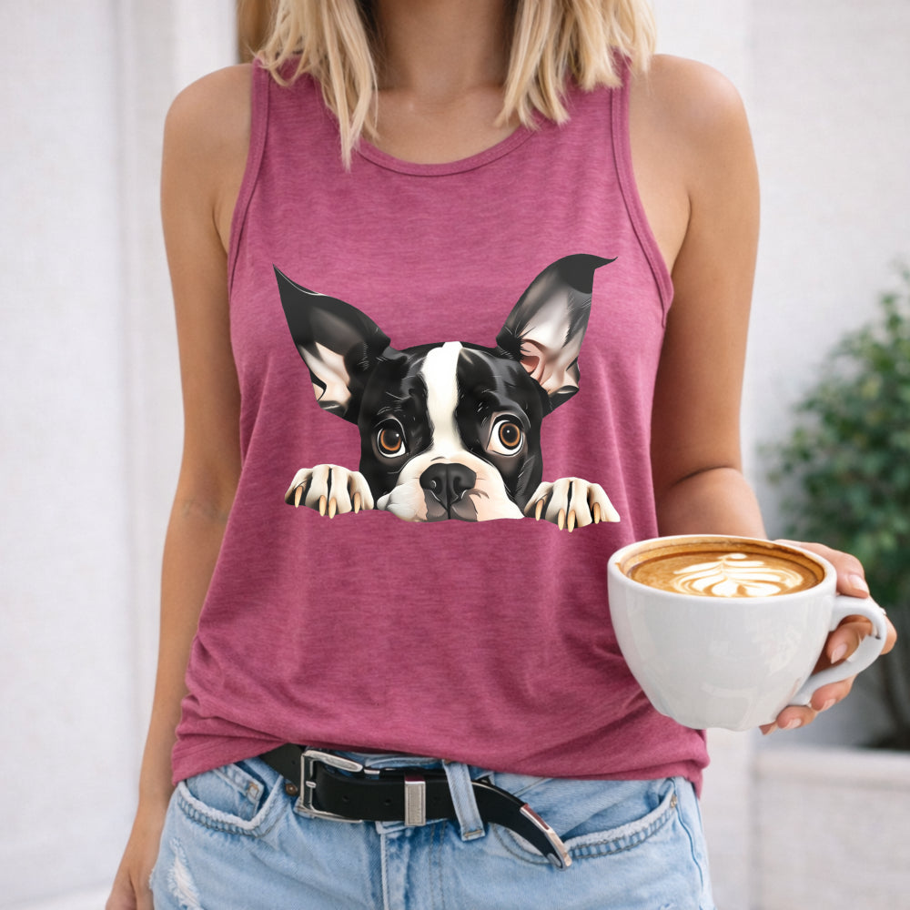 Peeking Boston Terrier Women's Tank Top