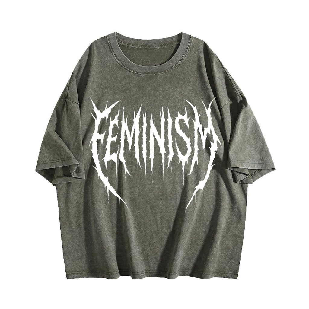Feminism Gym Pump Cover Vintage Washed T-Shirt product image 4