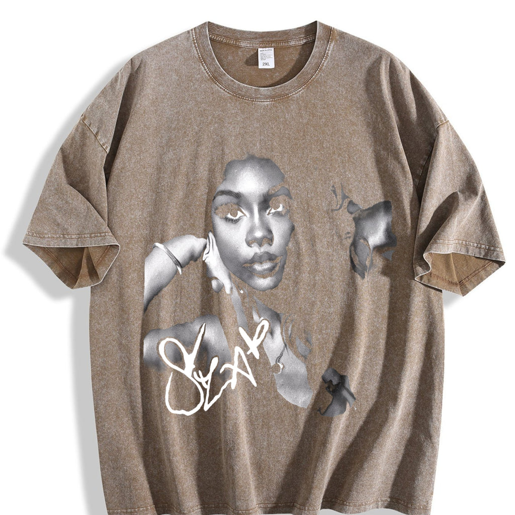 Monochrome Portrait Collage Vintage Washed T-Shirt product image 3