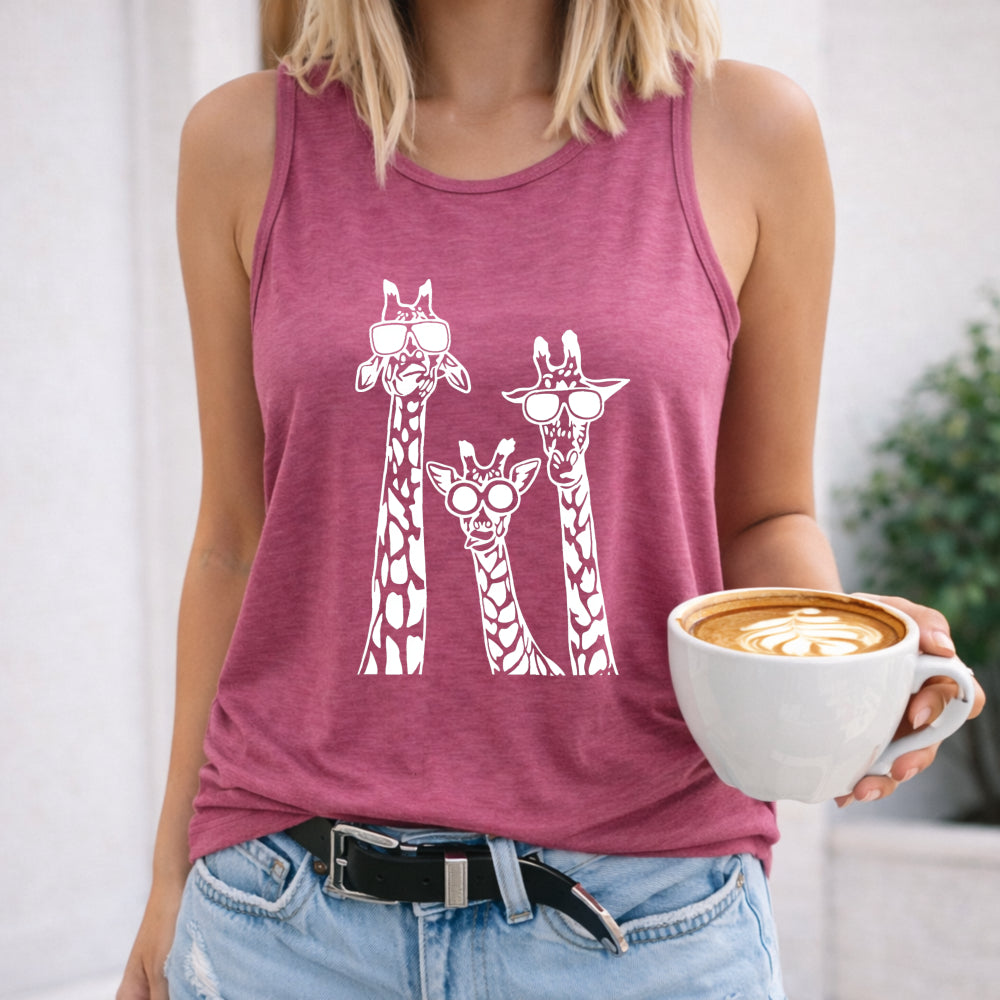 Giraffe Family with Glasses Women's Tank Top