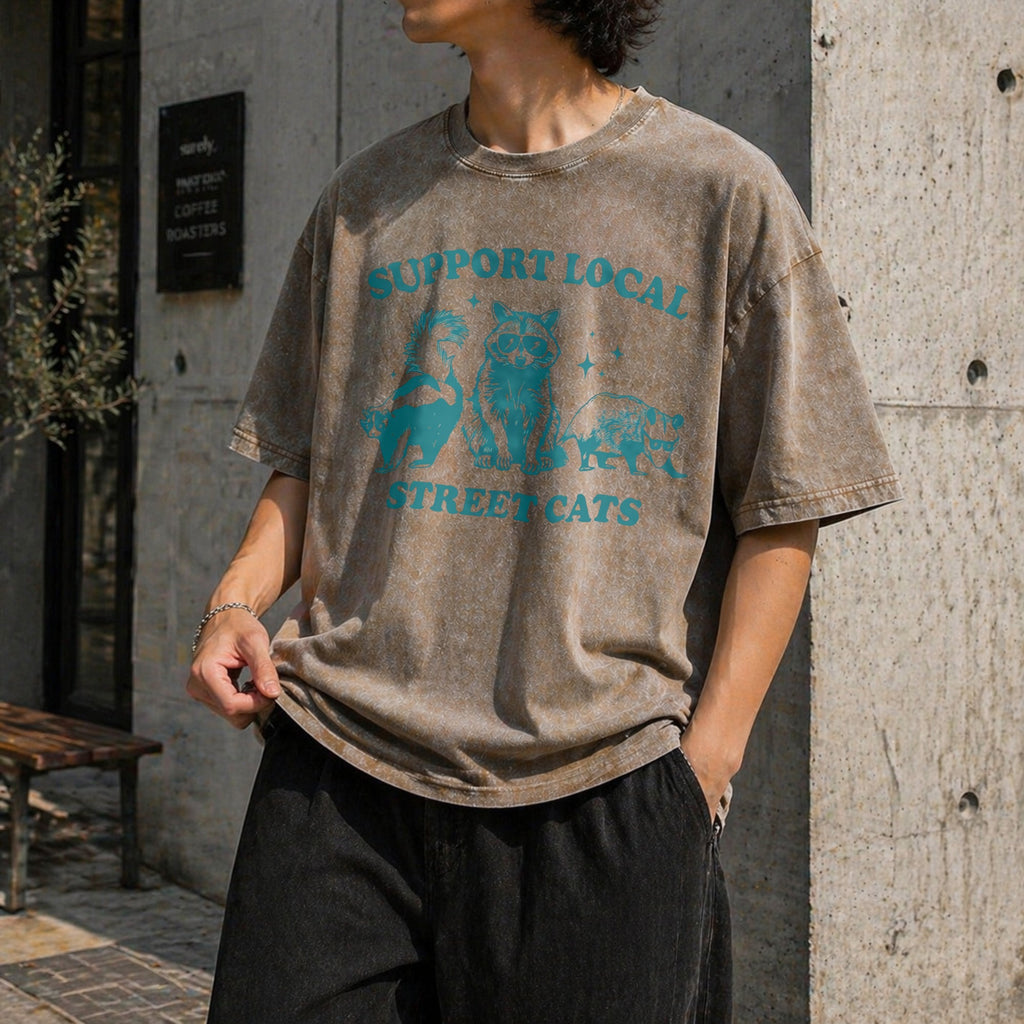 Support Local Cats Vintage Washed T-Shirt product image 3