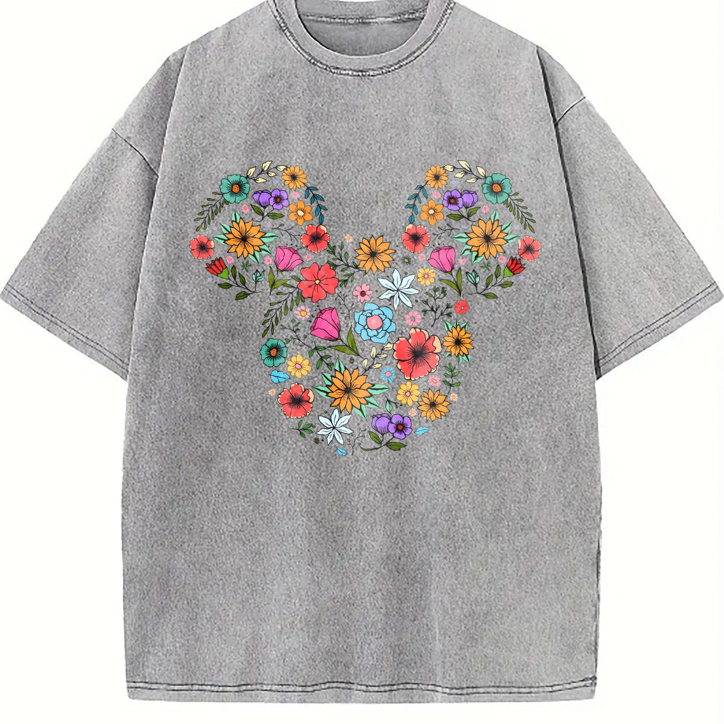 Floral Mouse Head Vintage Washed T-Shirt product image 5