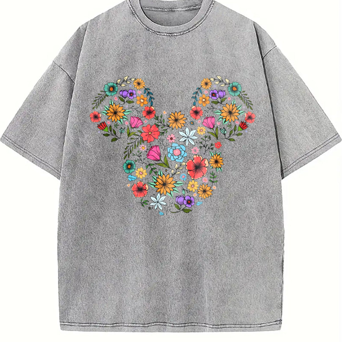 Floral Mouse Head Vintage Washed T-Shirt product image 5