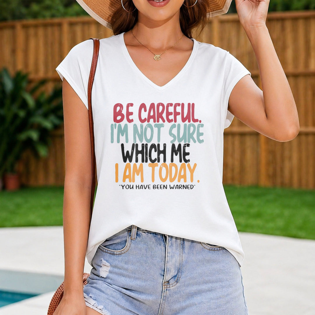 Funny Slogan Black Svel With Be Careful I'm Not Sure Women's V-Neck Tank Top