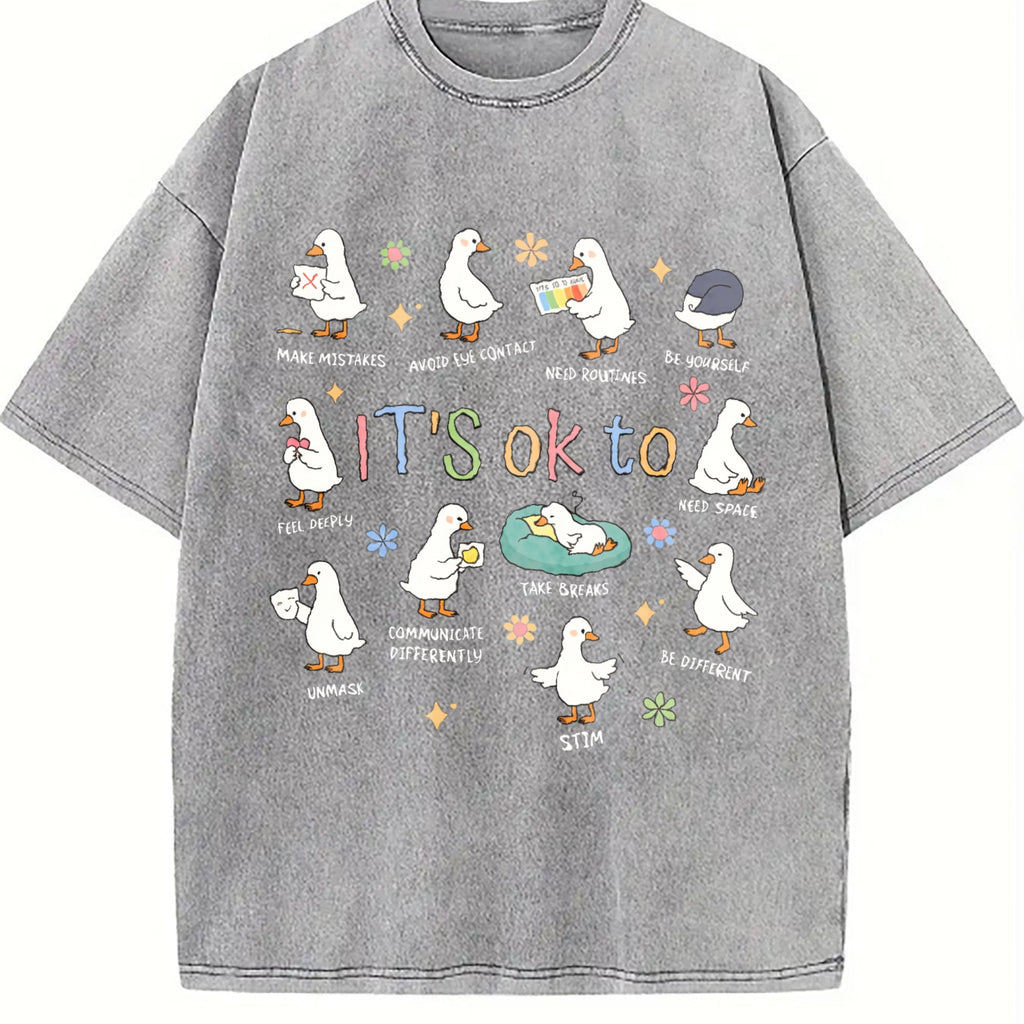 It's Ok To Be Different Autism Goose Vintage Washed T-Shirt product image 4