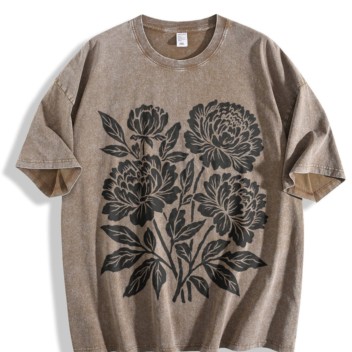 Linocut Flower Vintage Washed T-Shirt product image 3