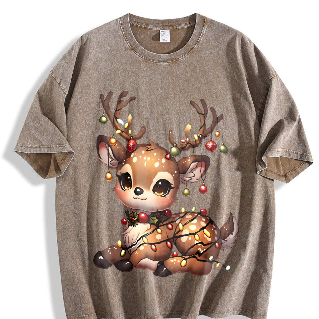Christmas Reindeer & Deer Vintage Washed T-Shirt product image 3