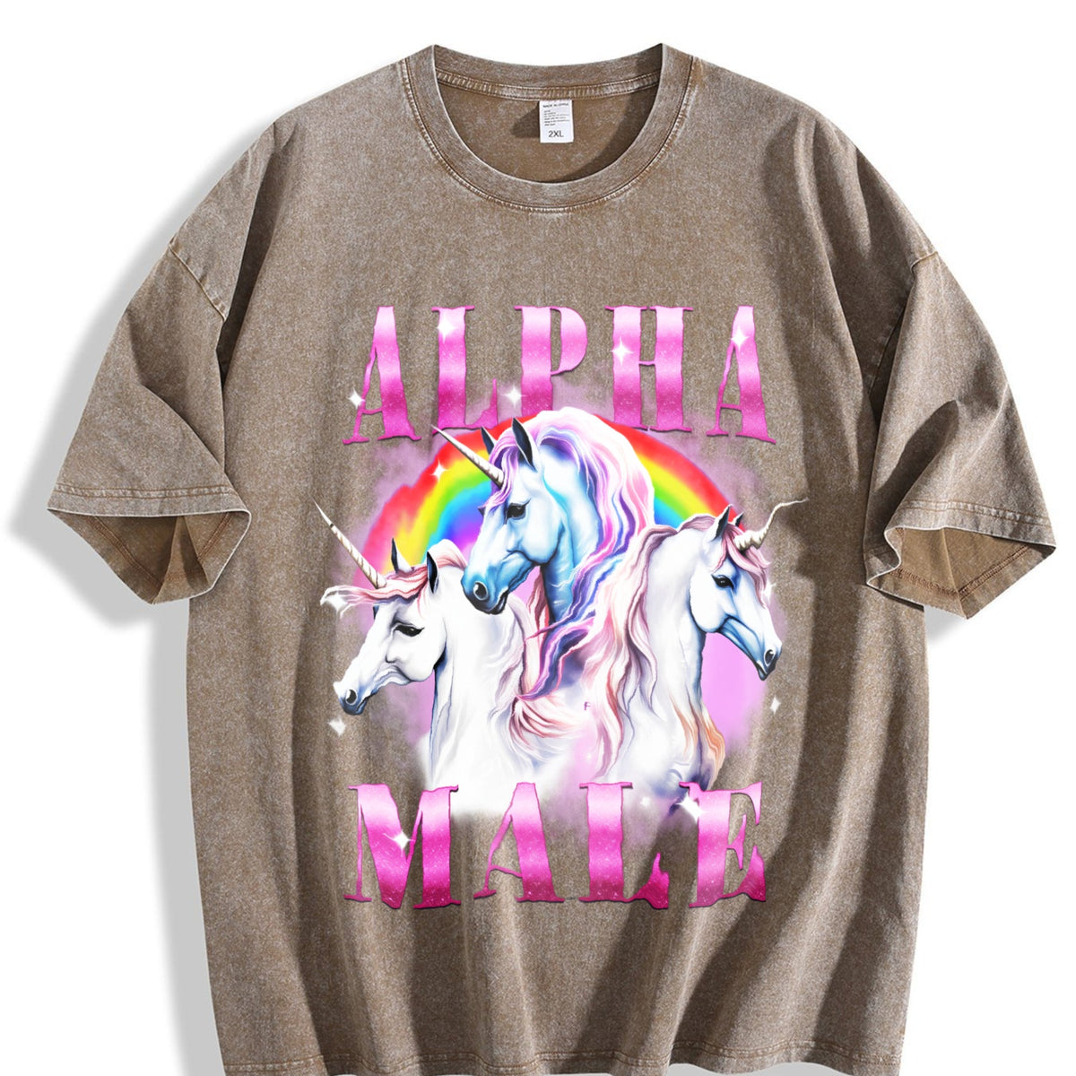 Alpha Male Unicorn Ironic 90s Vintage Washed T-Shirt product image 3