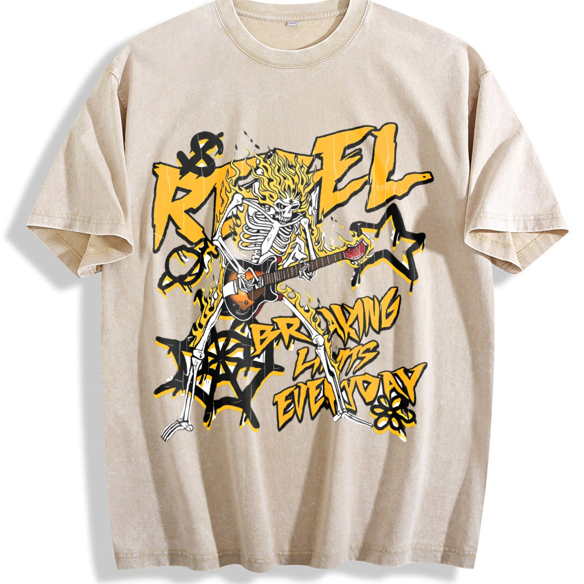 Faded Pure A Flame Skull 'rebel' Rock Vintage Washed T-Shirt product image 1