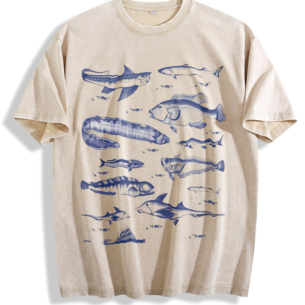 Fish Tattoo Vintage Washed T-Shirt product image 1