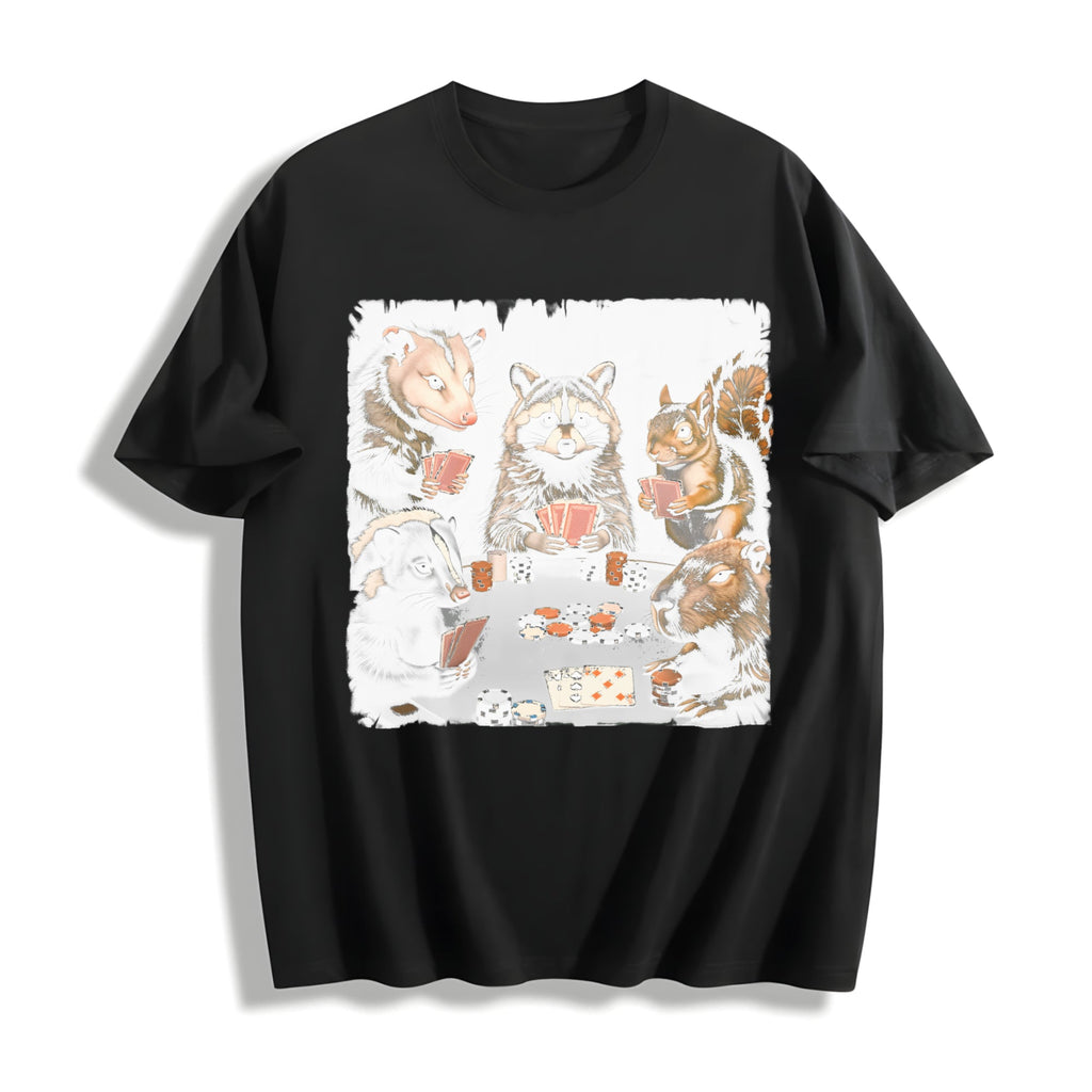 Animals Playing Poker Cotton T-Shirt product image 1