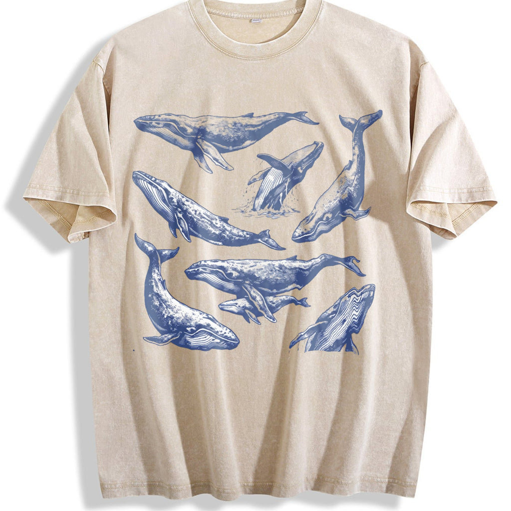 Whale 90s Tattoo Vintage Washed T-Shirt product image 1