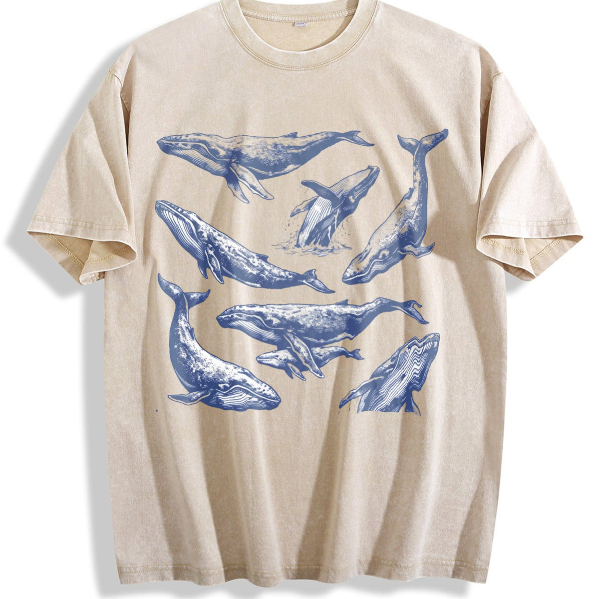 Whale 90s Tattoo Vintage Washed T-Shirt product image 1