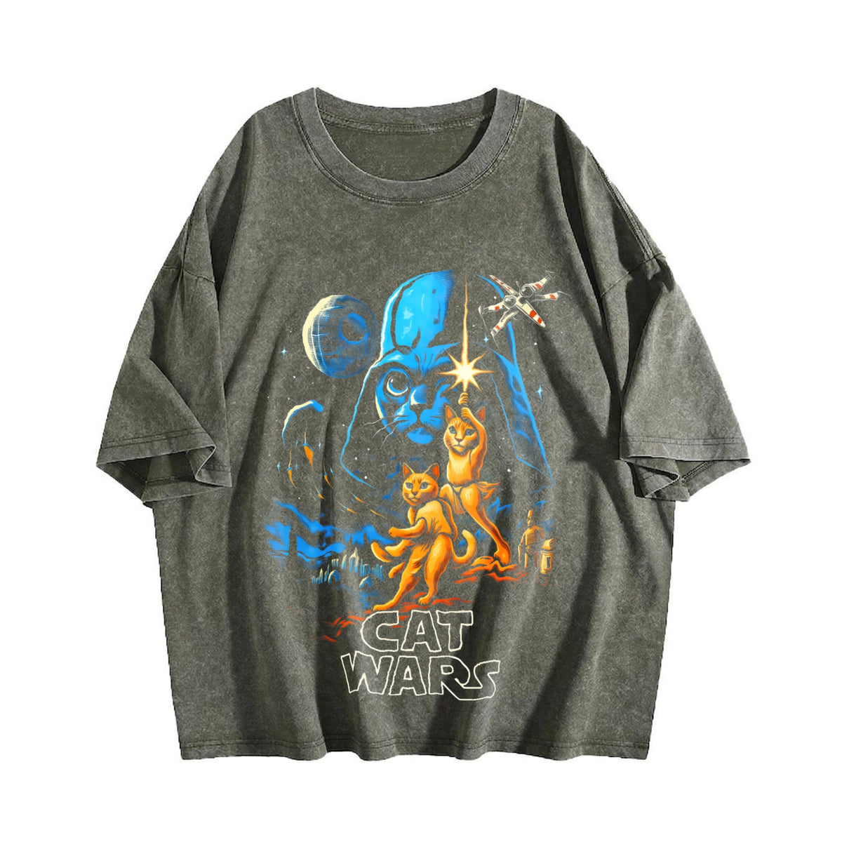 Cat Wars 90s Vintage Washed T-Shirt product image 4