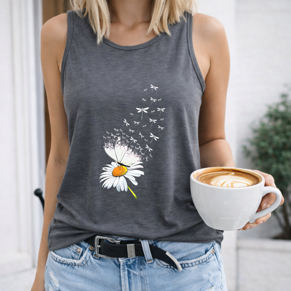 Dreamy Daisy And Butterfly Women's Tank Top