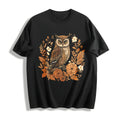 Summer Autumn Leaf Flower Owl One-piece Cotton T-Shirt product image 1