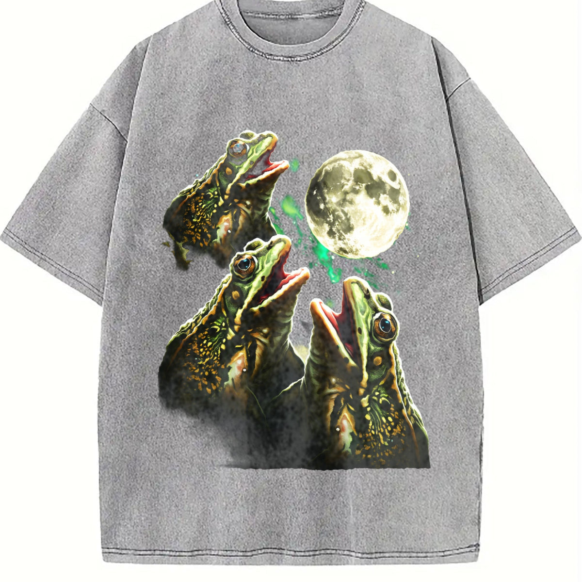 Frogs Howling To Moon 90s Vintage Washed T-Shirt product image 5