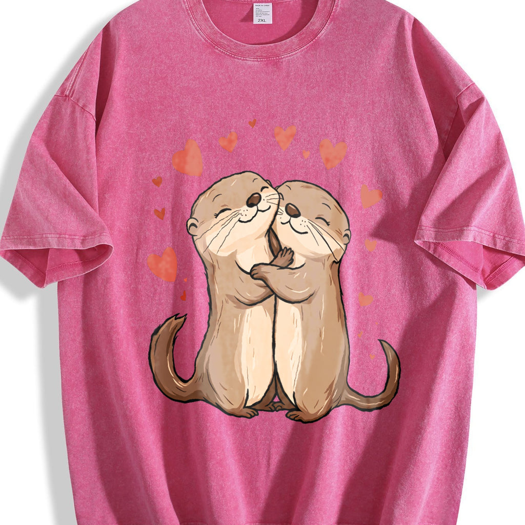 Otter Love - Cute Hugging Otters Vintage Washed T-Shirt product image 7