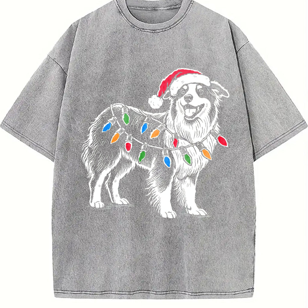 Australian Shepherd Christmas Vintage Washed T-Shirt product image 4