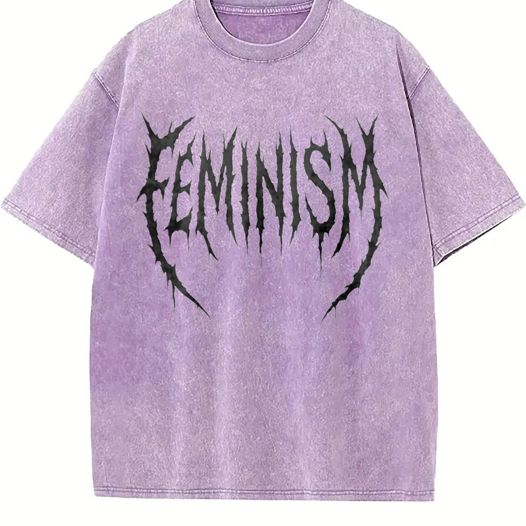 Feminism Gym Pump Cover Vintage Washed T-Shirt product image 6