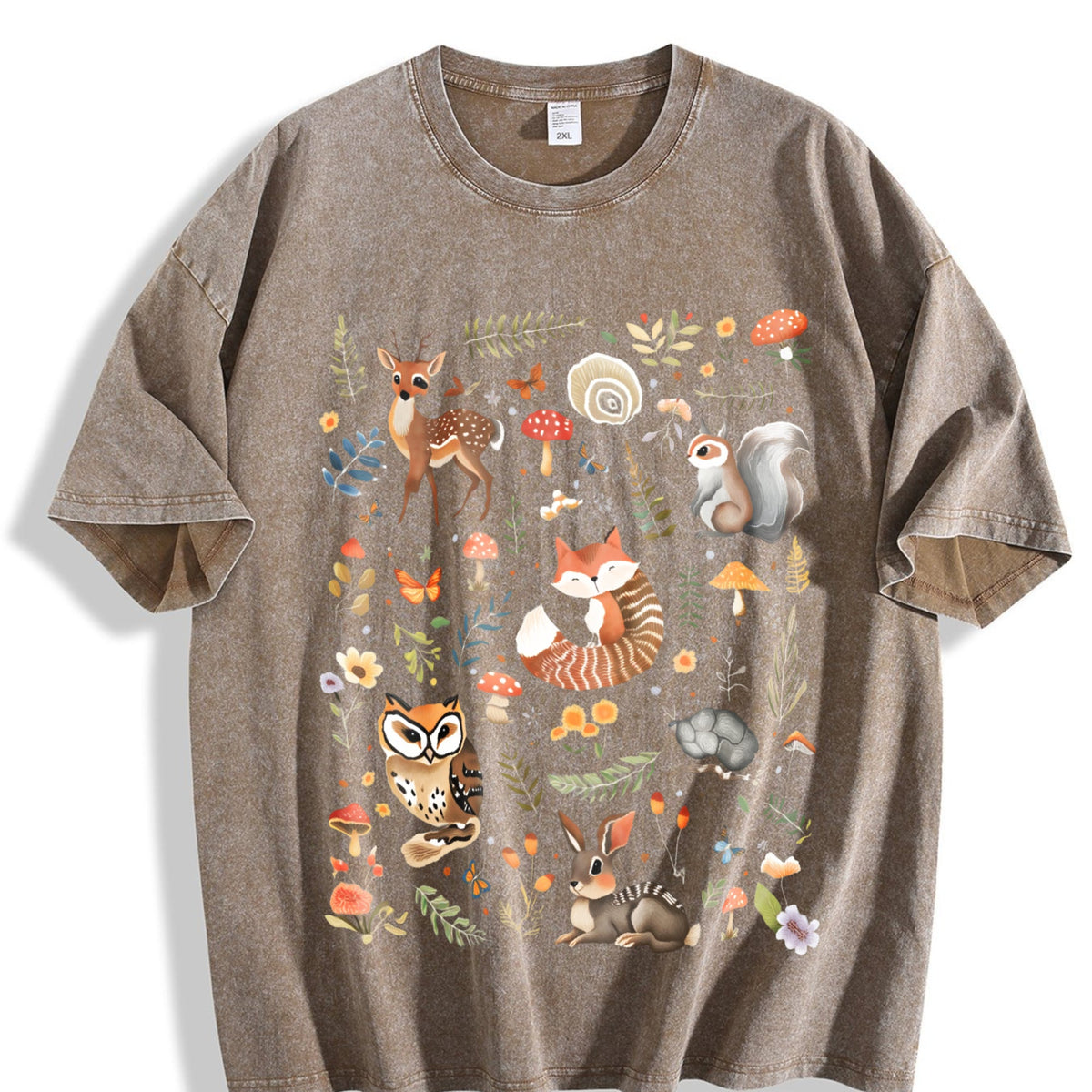 Forest Animals And Flowers Vintage Washed T-Shirt product image 3