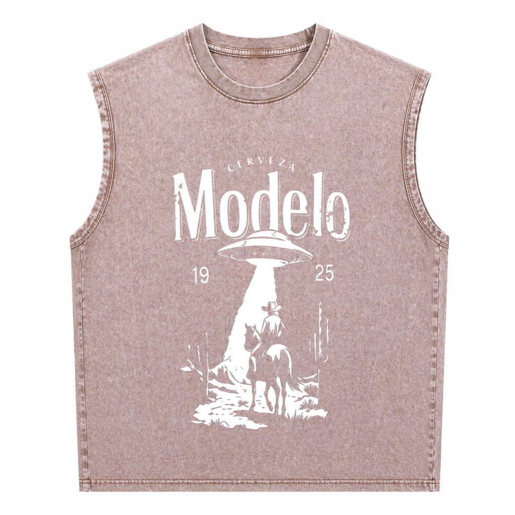 It's Time For A Beer Fun Beer Short-sleeved Men's Washed Tank Top