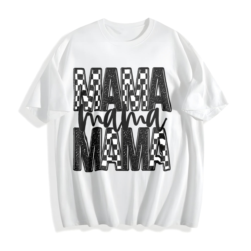 Checker & Faux Glitter 'mama' Completed Cotton T-Shirt product image 2