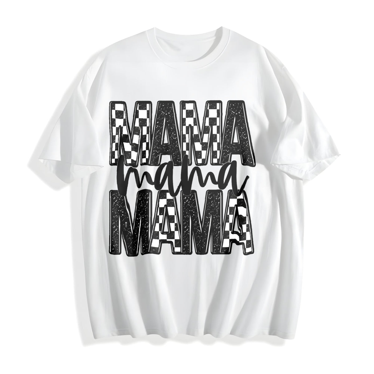 Checker & Faux Glitter 'mama' Completed Cotton T-Shirt product image 2