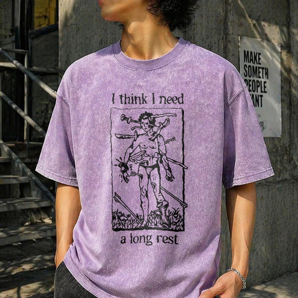 Funny I Need A Long Rest - DND Dungeons Vintage Washed product image 6
