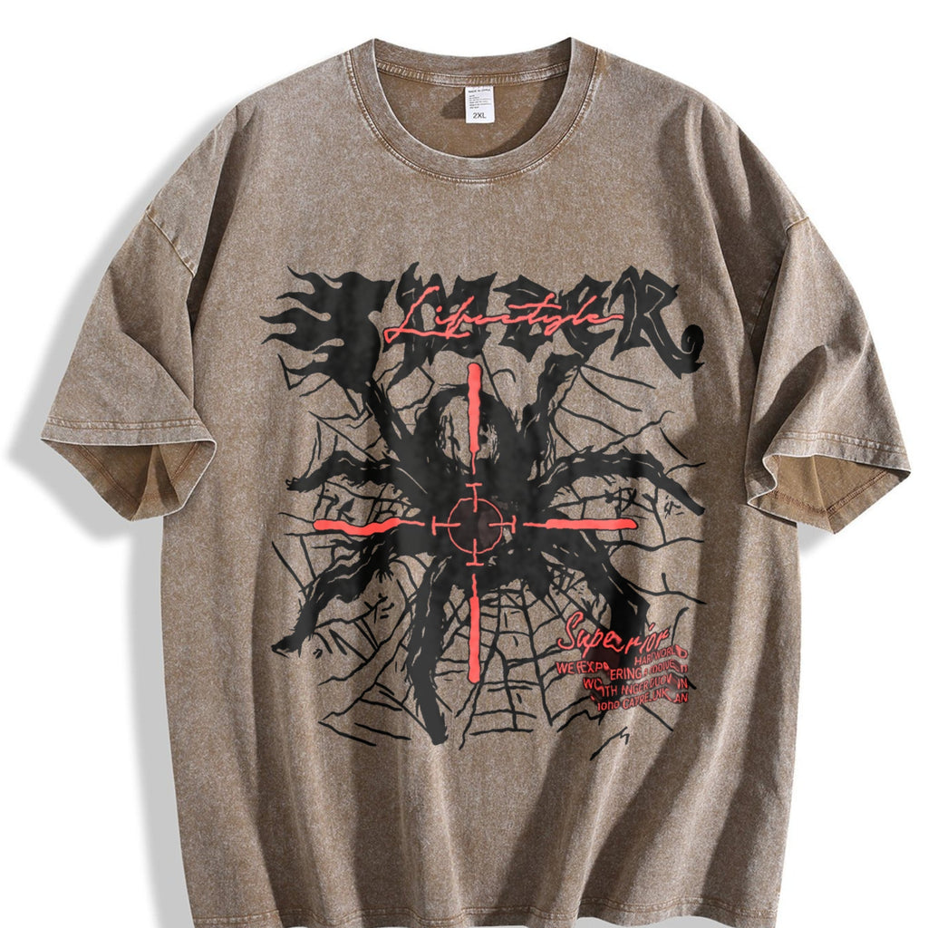 Spider With Black & Red Gothic Vintage Washed T-Shirt product image 3