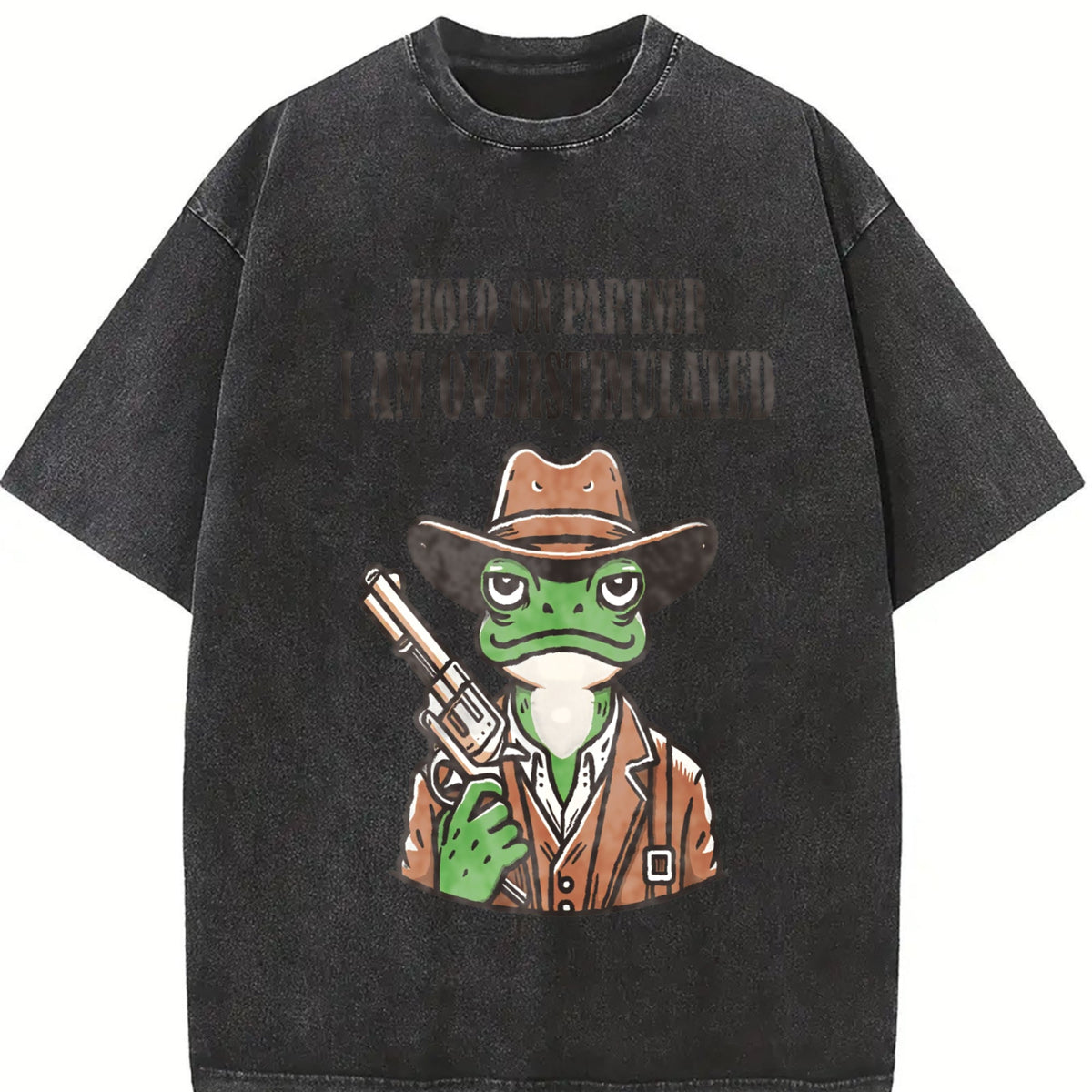 Hold On Partner I'm Overstimulated Vintage Washed T-Shirt product image 2