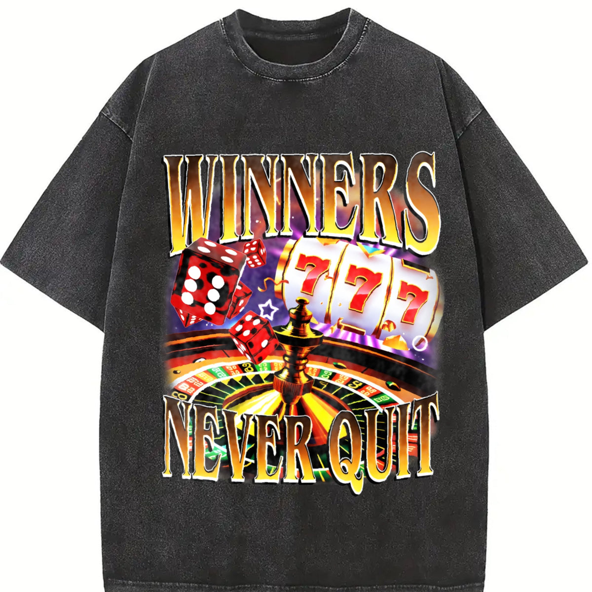 Winners Never Quit Funny Gambling Bootleg Vintage Washed product image 2
