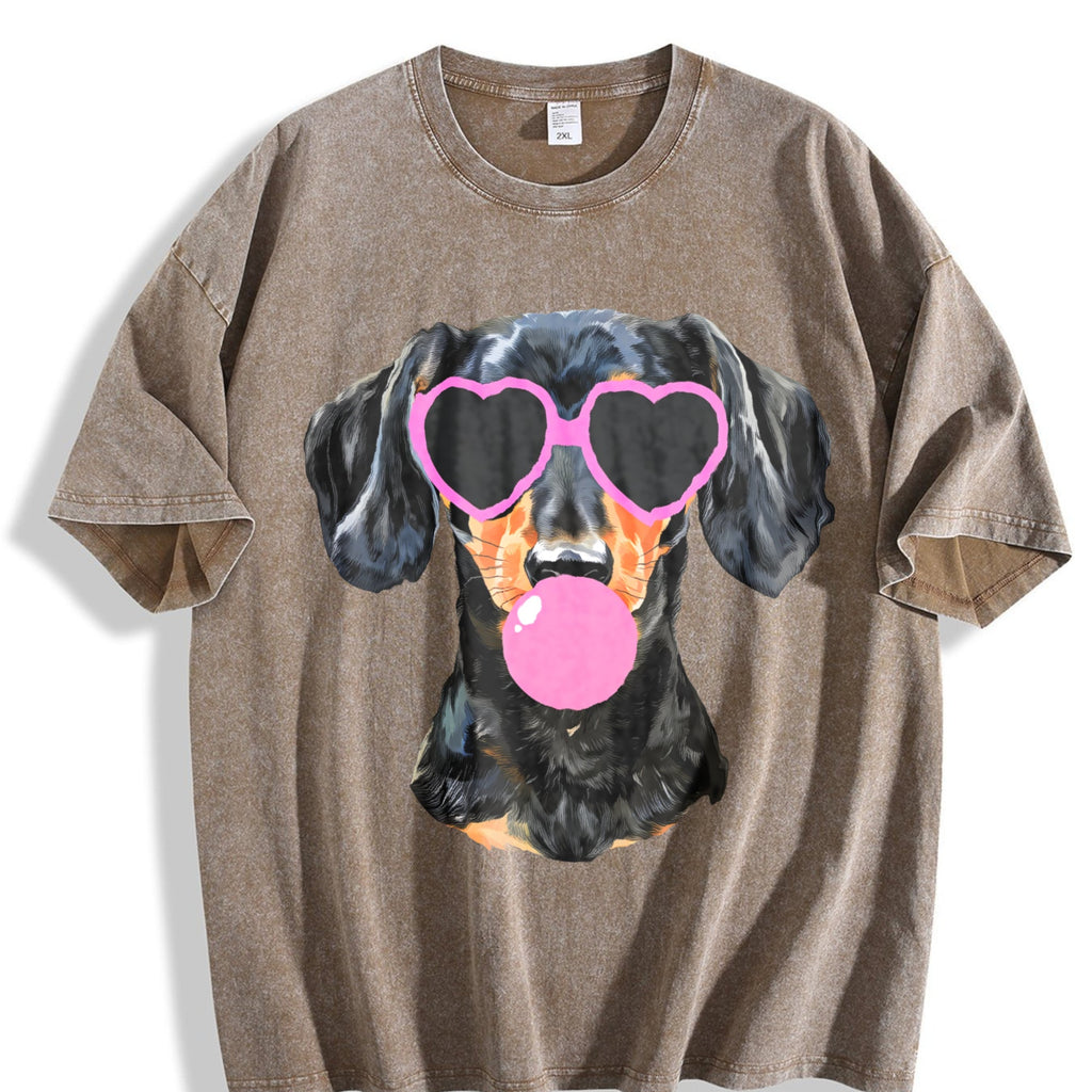Dachshund Mama Blowing Bubble Vintage Washed T-Shirt product image 3