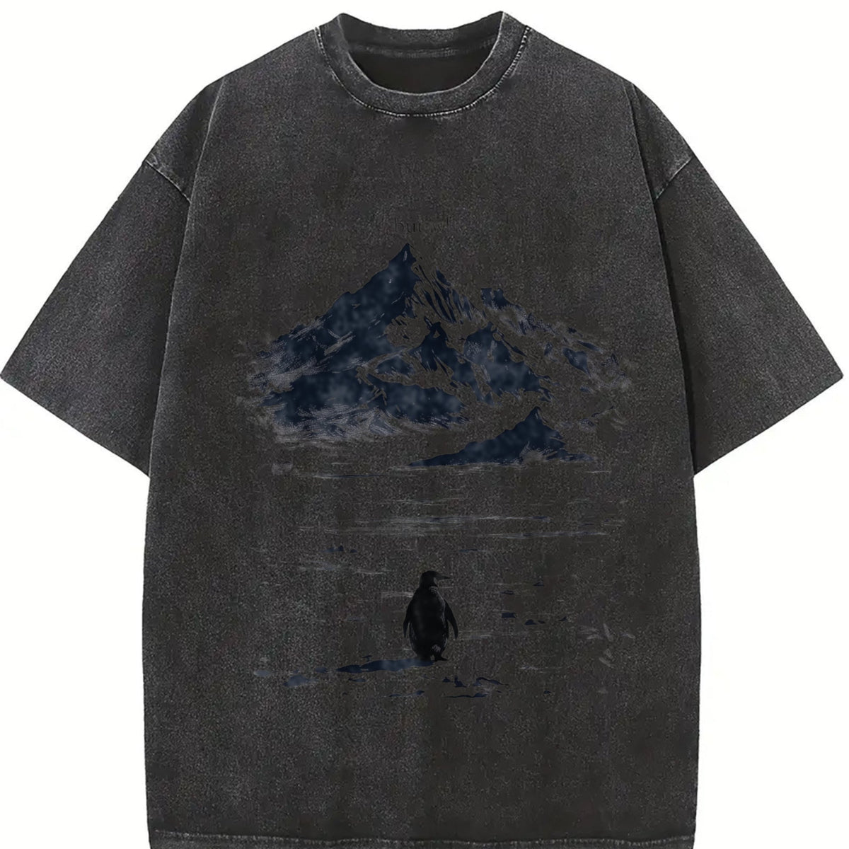Lone Penguin Mountain Meme Vintage Washed T-Shirt product image 2