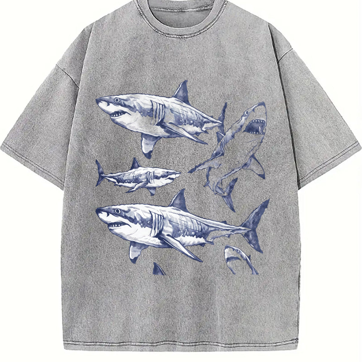 Shark 90s Tattoo Vintage Washed T-Shirt product image 5