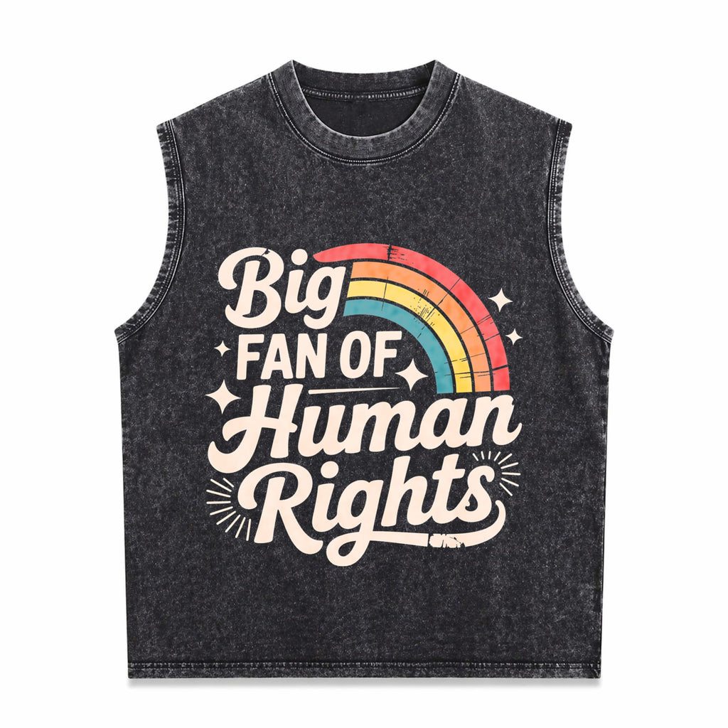 Big Fan Of Human Rights - Rainbow Men's Washed Tank Top